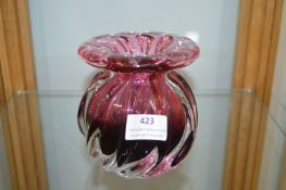 Murano Cranberry Glass Vase