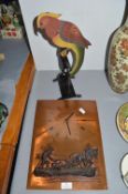 Retro Ploughman Wall Clock, and a Metal Parot Toy