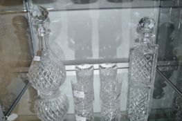 2x Two Cut Glass Lead Crystal Decanters and 4x Tumblers
