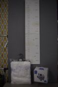 *Height Chart, My First Piggybank, and a White Baby Blanket