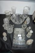 Glass Butter Dish, Assorted Jugs, Castors, etc.