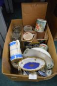 Pottery and Glassware Including a Set of Carry on Movie Poster Mugs