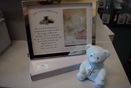 *First Holy Communion Photo Frame, and Blue Teddy Money Bank