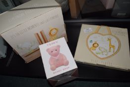 *Saffari Bookends, Hanging Heart Plaque, and a Pink Teddy Bear Monney Bank