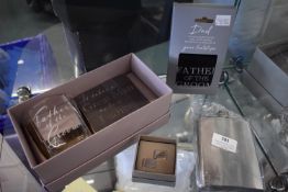 *Father of the Groom Cufflinks, Glass & Coaster Set, Socks, and Hip Flask
