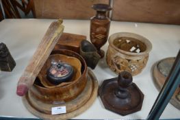 Assorted Wooden Bowls, Vases, etc.