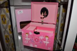 *Pink Musical Ballerina Jewellery Box with Pearl Effect Handle