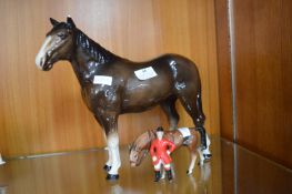 Pottery Horse (AF), and a Pony & Huntsman Figure