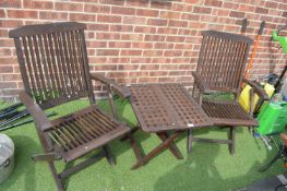 Folding Wooden Garden Patio Set Including Table and 2 Two Chairs
