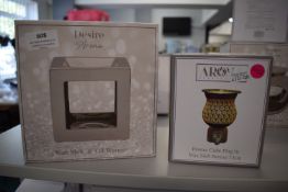 *Pewter Cube Plug-in Wax Melt Burner, and a Chrome Square Wax Melt & Oil Warmer