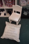 *Child’s White Wooden Chair, and a Father of the Bride Memorial Cushion