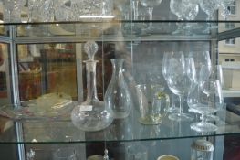 Glass Bowl, Decanters, and Large Wine Glasses