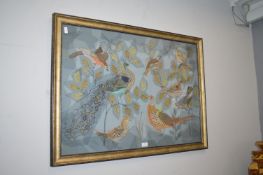 Framed Embroidered Bird Picture