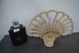 Leather Cased Hip Flask and a Cast Iron Bookstand