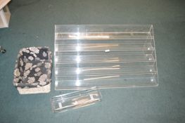 *Perspex Five Tier Display Unit, Wicker Basket, and a Glass Display Stand