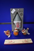 *Christmas Scene Light Up Paper House, Robin Ornaments, and Robin Plaque