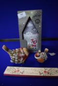 *Christmas Scene Light Up Paper House, Robin Ornaments, and Robin Plaque