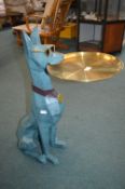 Composite Dog Sculpture with Serving Tray
