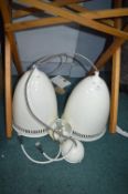 2x Cream Metal Pendant Lamps