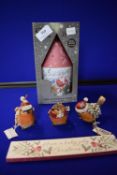 *Christmas Scene Light Up Paper House, Robin Ornaments, and Robin Plaque