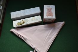 *Disney Bambi Birth Certificate Holder, Pink Teddy Bear Money Bank, and a Pink Baby Blanket