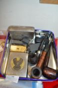 Smoking Related Items Including Pipe, Lighters, and Cigarette Cases, etc.