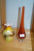 2x Studio Coloured Glass Vases