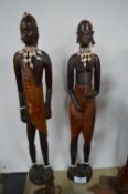 Pair of African Carved Wood Tribal Fertility Figures