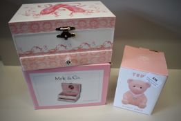 *Pink Ballerina Musical Jewellery Box, and a Pink Teddy Bear Money Bank
