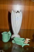 Sylvac Vase, Squirrell Pot, and Pixie Barrow