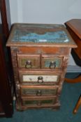 Shabby Chic Indian Hardwood Cabinet with Five Drawers