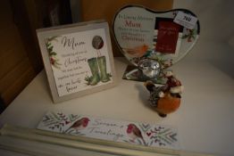 *Candle Holder, Robin Ornament, Standing Plaque, and a Flat Plaque