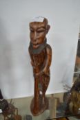 African Carved Wood Elderly Gentleman
