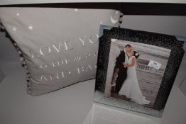 *8x10 Jewel Encrusted Photo Frame, and a Lov You Pillow
