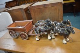 Four Pottery Dray Horses and a Cart