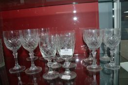 3x Sets of Cut Glass Lead Crystal Wine Glasses