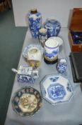 Chinese Blue & White Pottery Vases, Dishes, etc.