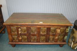 Indian Solid Wood Truck with Brass Buddha Panels