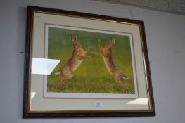 Framed Boxing Hares Print by Robert E. Fuller