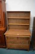 Edwardian Oak Four Drawer Bookcase with Sliding Desktop