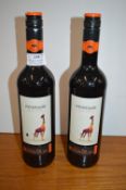 2x Bottles of Pinotage South African 2019 Red Wine