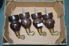 Set of Four Furniture Feet with Brass Castors