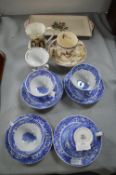 Spode Pottery, Blue & White Teacups, and a Childhood Set, etc.
