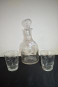 Vintage Glass Decanter and Tumblers