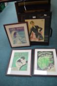 Framed Pictures and Prints Including French Fashions, Music Scenes, etc.