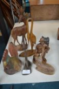 Assorted Carved Wood Animals and Figures