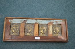 4x Framed Brass Buddha Panels (matching previous lot)