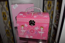 *Pink Musical Ballerina Jewellery Box with Pearl Effect Handle