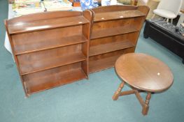 2x Bookcases, and an Oak Circular Coffee Table
