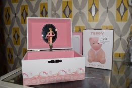 *Musical Ballerina Jewellery Box, and Pink Teddy Bear Moneybox